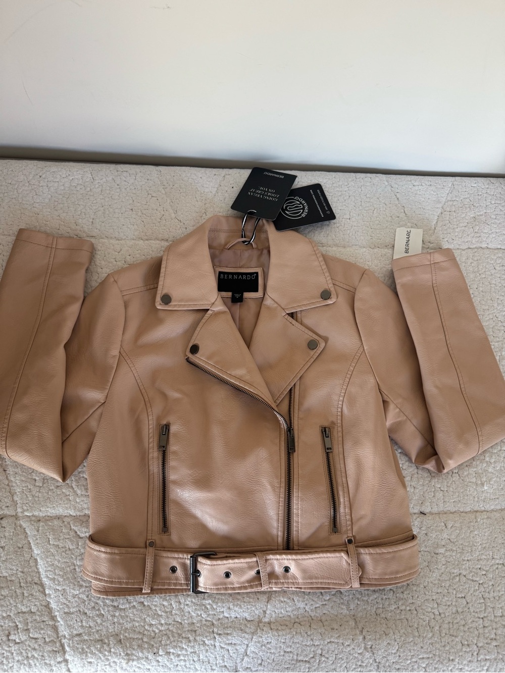 Bernardo Genuine Leather Moto Jacket Blush Size M NWT